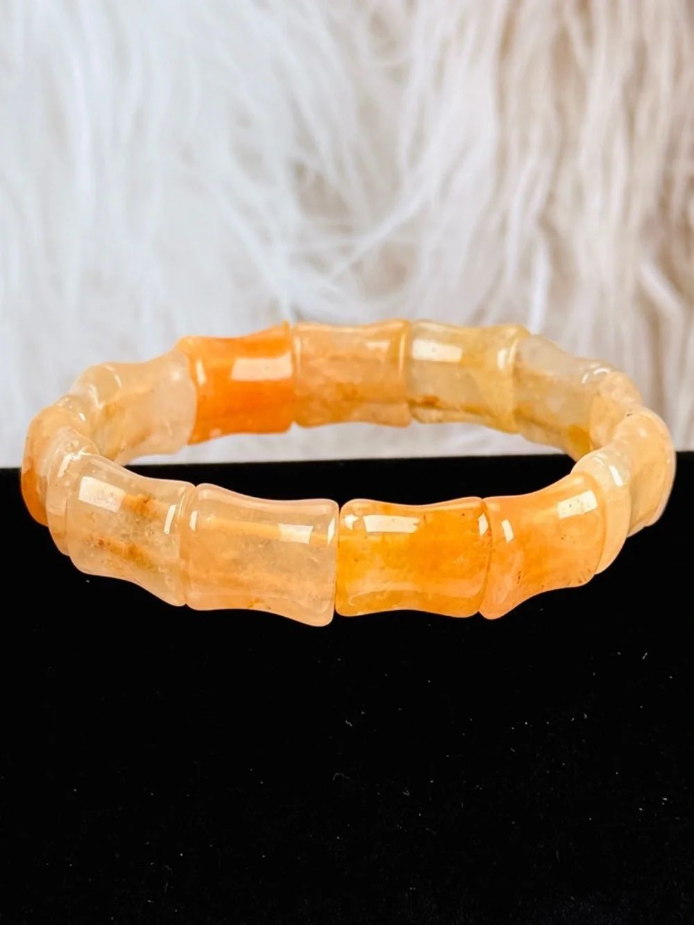 Citrine Beaded Bamboo Shape Stretch Bracelet